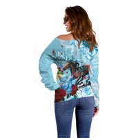 Kentucky Horse Racing Off Shoulder Sweater Churchill Downs Derby Blueberry Mint Julep Cocktail