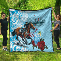Kentucky Horse Racing Quilt Churchill Downs Derby Blueberry Mint Julep Cocktail