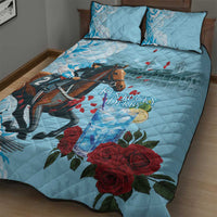 Kentucky Horse Racing Quilt Bed Set Churchill Downs Derby Blueberry Mint Julep Cocktail