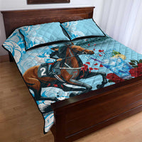 Kentucky Horse Racing Quilt Bed Set Churchill Downs Derby Blueberry Mint Julep Cocktail