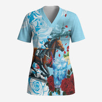 Kentucky Horse Racing Scrub Top Churchill Downs Derby Blueberry Mint Julep Cocktail - Wonder Print Shop