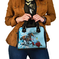 Kentucky Horse Racing Shoulder Handbag Churchill Downs Derby Blueberry Mint Julep Cocktail