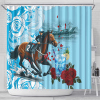 Kentucky Horse Racing Shower Curtain Churchill Downs Derby Blueberry Mint Julep Cocktail
