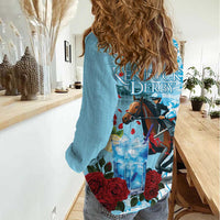 Kentucky Horse Racing Women Casual Shirt Churchill Downs Derby Blueberry Mint Julep Cocktail