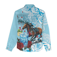 Kentucky Horse Racing Women Casual Shirt Churchill Downs Derby Blueberry Mint Julep Cocktail