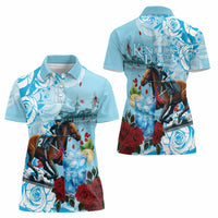 Kentucky Horse Racing Women Polo Shirt Churchill Downs Derby Blueberry Mint Julep Cocktail