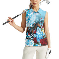 Kentucky Horse Racing Women Sleeveless Polo Shirt Churchill Downs Derby Blueberry Mint Julep Cocktail