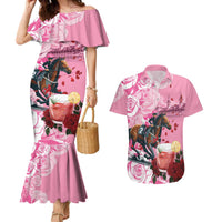 Kentucky Horse Racing Couples Matching Mermaid Dress and Hawaiian Shirt Churchill Downs Derby Strawberry Mint Julep Cocktail