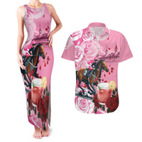 Kentucky Horse Racing Couples Matching Tank Maxi Dress and Hawaiian Shirt Churchill Downs Derby Strawberry Mint Julep Cocktail