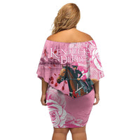 Kentucky Horse Racing Family Matching Off Shoulder Short Dress and Hawaiian Shirt Churchill Downs Derby Strawberry Mint Julep Cocktail