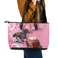 Kentucky Horse Racing Leather Tote Bag Churchill Downs Derby Strawberry Mint Julep Cocktail