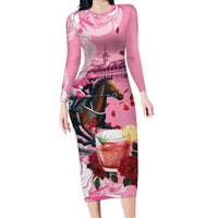 Kentucky Horse Racing Long Sleeve Bodycon Dress Churchill Downs Derby Strawberry Mint Julep Cocktail