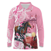 Kentucky Horse Racing Long Sleeve Polo Shirt Churchill Downs Derby Strawberry Mint Julep Cocktail