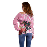 Kentucky Horse Racing Off Shoulder Sweater Churchill Downs Derby Strawberry Mint Julep Cocktail