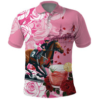 Kentucky Horse Racing Polo Shirt Churchill Downs Derby Strawberry Mint Julep Cocktail
