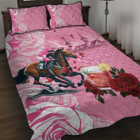 Kentucky Horse Racing Quilt Bed Set Churchill Downs Derby Strawberry Mint Julep Cocktail