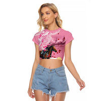 Kentucky Horse Racing Raglan Cropped T Shirt Churchill Downs Derby Strawberry Mint Julep Cocktail