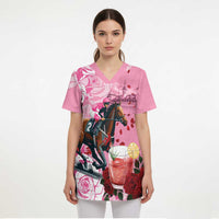 Kentucky Horse Racing Scrub Top Churchill Downs Derby Strawberry Mint Julep Cocktail - Wonder Print Shop