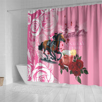 Kentucky Horse Racing Shower Curtain Churchill Downs Derby Strawberry Mint Julep Cocktail
