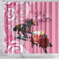 Kentucky Horse Racing Shower Curtain Churchill Downs Derby Strawberry Mint Julep Cocktail