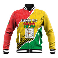 Personalized Burkina Faso Independence Day Baseball Jacket Coat Of Arms - Grunge Style - Wonder Print Shop