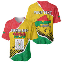 Personalized Burkina Faso Independence Day Baseball Jersey Coat Of Arms - Grunge Style - Wonder Print Shop
