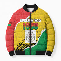 Personalized Burkina Faso Independence Day Bomber Puffer Jacket Coat Of Arms - Grunge Style - Wonder Print Shop