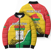 Personalized Burkina Faso Independence Day Bomber Puffer Jacket Coat Of Arms - Grunge Style - Wonder Print Shop