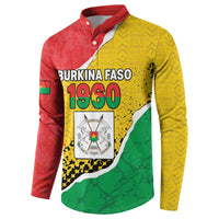 Personalized Burkina Faso Independence Day Button Sweatshirt Coat Of Arms - Grunge Style - Wonder Print Shop