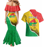 Personalized Burkina Faso Independence Day Couples Matching Mermaid Dress and Hawaiian Shirt Coat Of Arms - Grunge Style - Wonder Print Shop