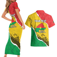 Personalized Burkina Faso Independence Day Couples Matching Short Sleeve Bodycon Dress and Hawaiian Shirt Coat Of Arms - Grunge Style - Wonder Print Shop