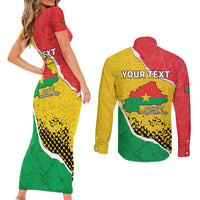 Personalized Burkina Faso Independence Day Couples Matching Short Sleeve Bodycon Dress and Long Sleeve Button Shirt Coat Of Arms - Grunge Style - Wonder Print Shop