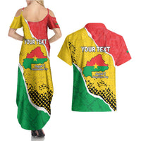 Personalized Burkina Faso Independence Day Couples Matching Summer Maxi Dress and Hawaiian Shirt Coat Of Arms - Grunge Style - Wonder Print Shop