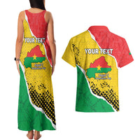 Personalized Burkina Faso Independence Day Couples Matching Tank Maxi Dress and Hawaiian Shirt Coat Of Arms - Grunge Style - Wonder Print Shop
