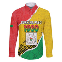 Personalized Burkina Faso Independence Day Family Matching Off The Shoulder Long Sleeve Dress and Hawaiian Shirt Coat Of Arms - Grunge Style - Wonder Print Shop