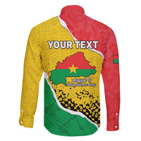 Personalized Burkina Faso Independence Day Family Matching Off The Shoulder Long Sleeve Dress and Hawaiian Shirt Coat Of Arms - Grunge Style - Wonder Print Shop