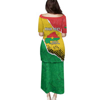 Personalized Burkina Faso Independence Day Family Matching Puletasi and Hawaiian Shirt Coat Of Arms - Grunge Style - Wonder Print Shop