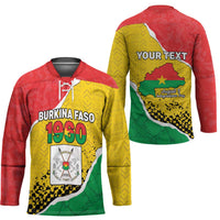 Personalized Burkina Faso Independence Day Hockey Jersey Coat Of Arms - Grunge Style - Wonder Print Shop