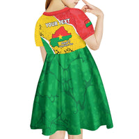 Personalized Burkina Faso Independence Day Kid Short Sleeve Dress Coat Of Arms - Grunge Style - Wonder Print Shop