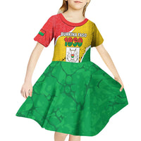 Personalized Burkina Faso Independence Day Kid Short Sleeve Dress Coat Of Arms - Grunge Style - Wonder Print Shop