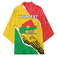 Personalized Burkina Faso Independence Day Kimono Coat Of Arms - Grunge Style - Wonder Print Shop