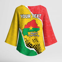 Personalized Burkina Faso Independence Day Kimono Sleeve Blouse Coat Of Arms - Grunge Style - Wonder Print Shop