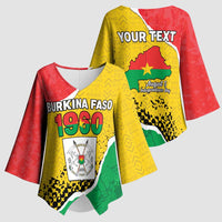 Personalized Burkina Faso Independence Day Kimono Sleeve Blouse Coat Of Arms - Grunge Style - Wonder Print Shop