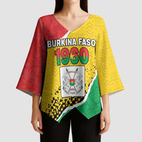 Personalized Burkina Faso Independence Day Kimono Sleeve Blouse Coat Of Arms - Grunge Style - Wonder Print Shop