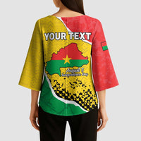 Personalized Burkina Faso Independence Day Kimono Sleeve Blouse Coat Of Arms - Grunge Style - Wonder Print Shop
