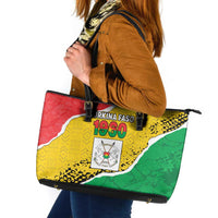 Burkina Faso Independence Day Leather Tote Bag Coat Of Arms - Grunge Style - Wonder Print Shop