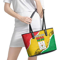 Burkina Faso Independence Day Leather Tote Bag Coat Of Arms - Grunge Style - Wonder Print Shop