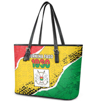 Burkina Faso Independence Day Leather Tote Bag Coat Of Arms - Grunge Style - Wonder Print Shop