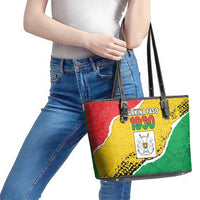 Burkina Faso Independence Day Leather Tote Bag Coat Of Arms - Grunge Style - Wonder Print Shop