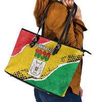 Burkina Faso Independence Day Leather Tote Bag Coat Of Arms - Grunge Style - Wonder Print Shop